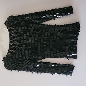 Vintage Black Paillette Sequin Top